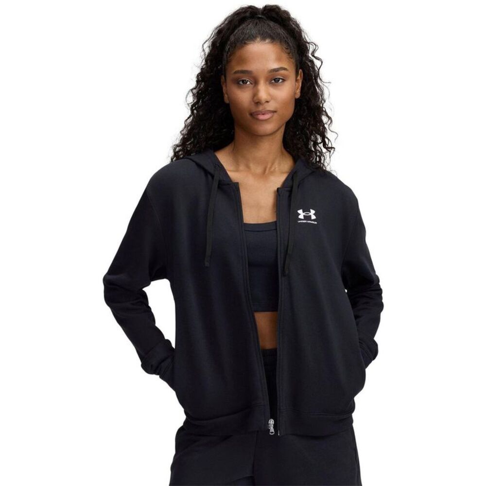 Under Armour Womens/Ladies Rival Terry Long-Sleeved Full Zip Hoodie / Black